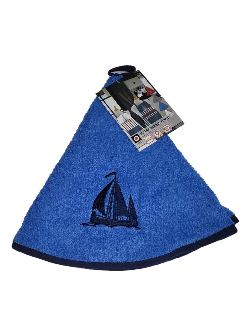 Essuie mains torchon rond brode bateau Bleu - Kiabi