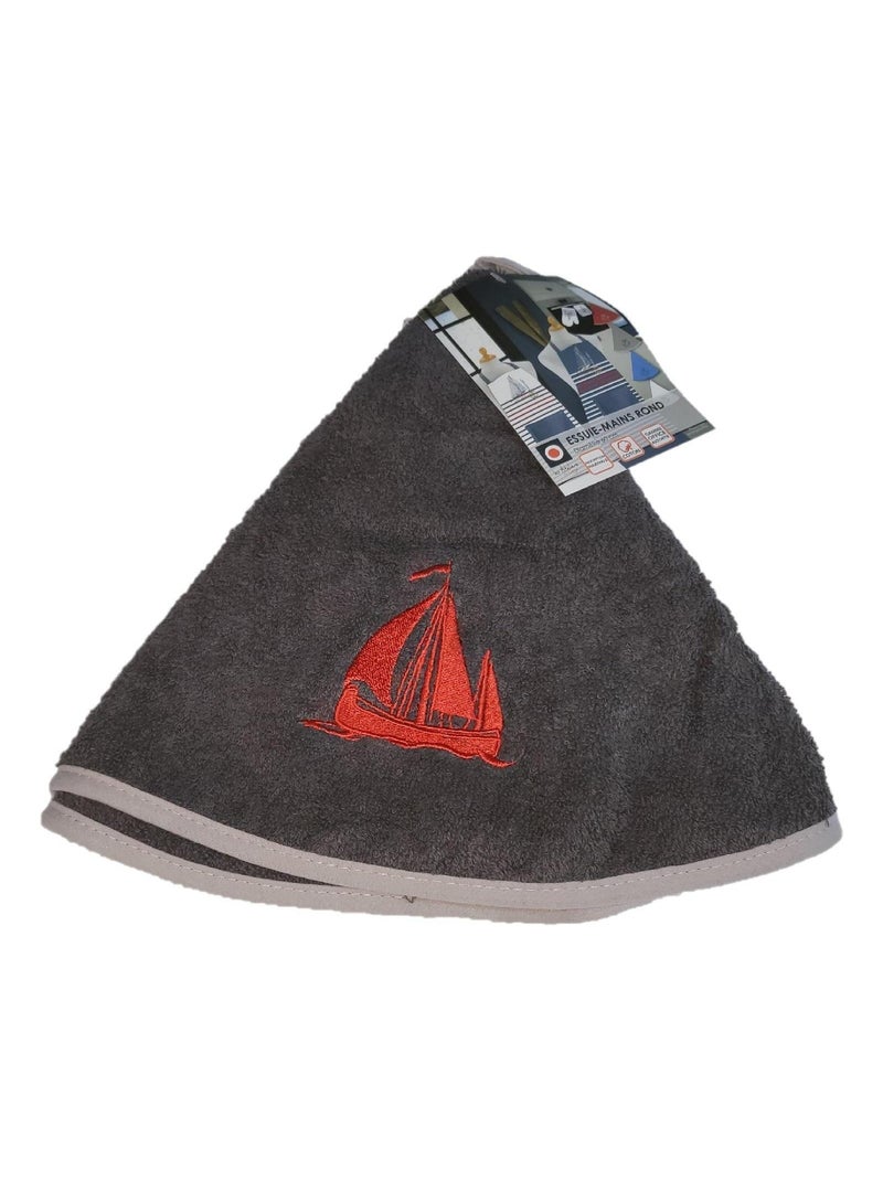 Essuie mains torchon rond brode bateau Gris - Kiabi