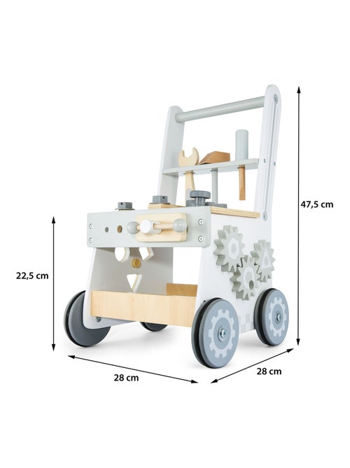 Établi Atelier Bricolage Enfant, Trotteur Bébé Multifonction, Pousse Pousse avec Barre & Roues, Bois - Kiabi
