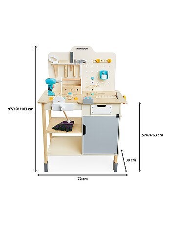 Établi bricolage bois enfant avec perceuse 74 outils Mamabrum