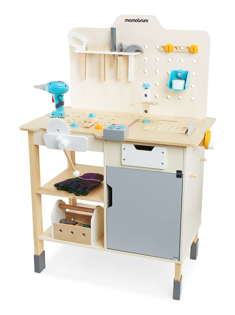 Établi bricolage bois enfant avec perceuse 74 outils Mamabrum N/A - Kiabi