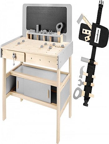 Établi bricolage XXL bois 50 pièces avec ceinture Mamabrum