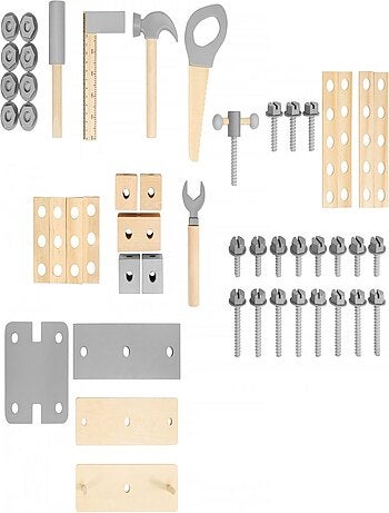 Établi bricolage XXL bois 50 pièces avec ceinture Mamabrum
