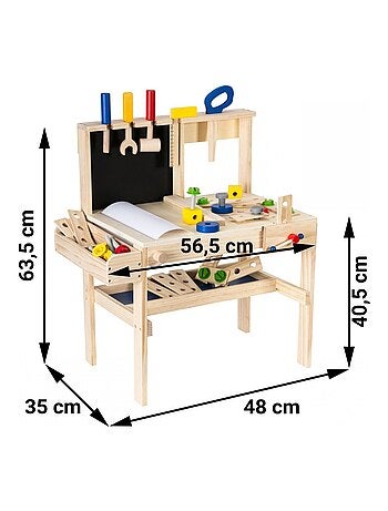 Établi de bricolage bois enfant avec ceinture outils Mamabrum