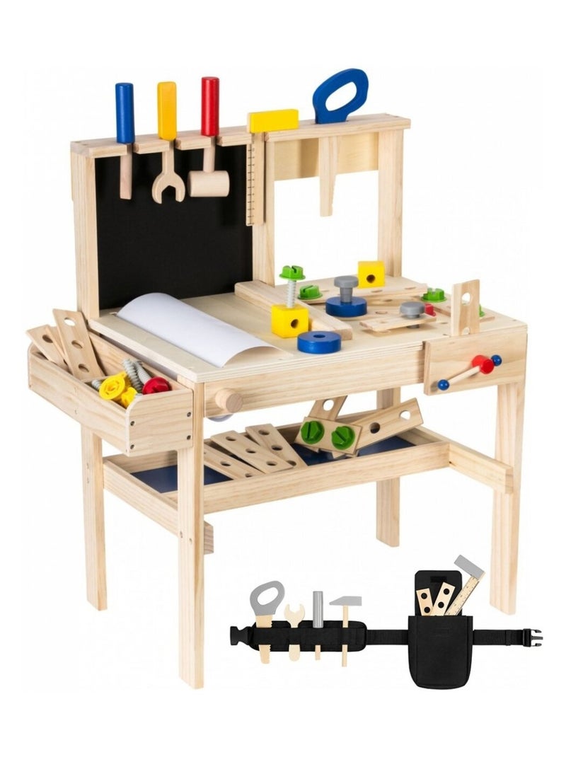Etabli Enfant Atelier de Bricolage en Bois avec Ceinture à Outils Papier Tableau N/A - Kiabi