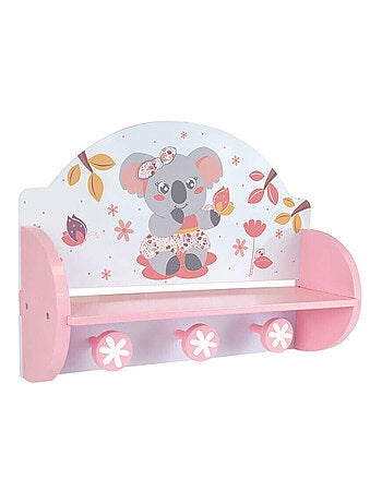 Étagère 2 en 1 porte-manteau Koala Cally Mimi en mdf et pin : 33cm x L 46 com x P 15 cm