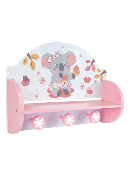 Étagère 2 en 1 porte-manteau Koala Cally Mimi en mdf et pin : 33cm x L 46 com x P 15 cm - Kiabi