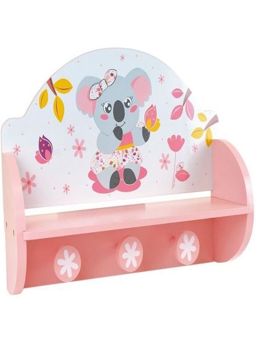 Étagère 2 en 1 porte-manteau Koala Cally Mimi en mdf et pin : 33cm x L 46 com x P 15 cm - Kiabi