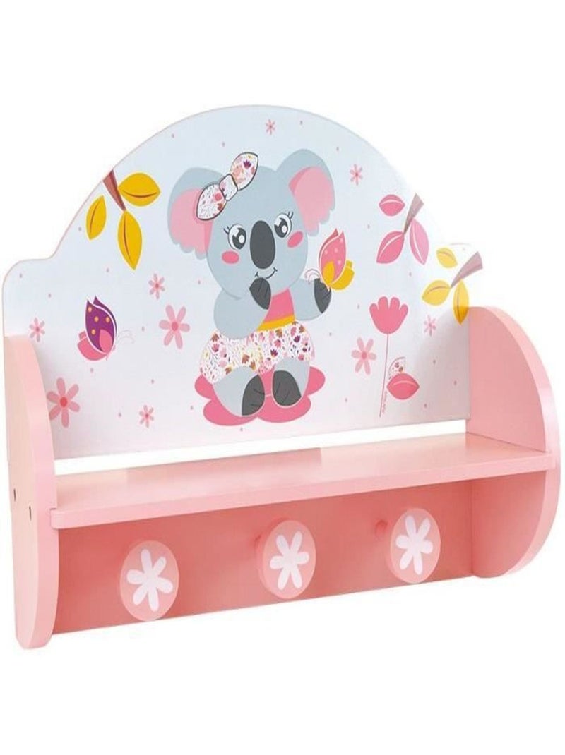 Étagère 2 en 1 porte-manteau Koala Cally Mimi en mdf et pin : 33cm x L 46 com x P 15 cm Rose - Kiabi