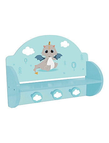 Étagère 2 en 1 porte-manteau Léon le Dragon en mdf et pin : 33cm x L 46 com x P 15 cm