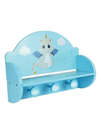 Étagère 2 en 1 porte-manteau Léon le Dragon en mdf et pin : 33cm x L 46 com x P 15 cm