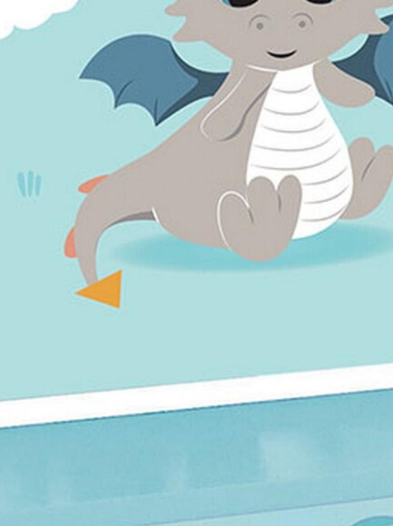 Étagère 2 en 1 porte-manteau Léon le Dragon en mdf et pin : 33cm x L 46 com x P 15 cm Bleu - Kiabi