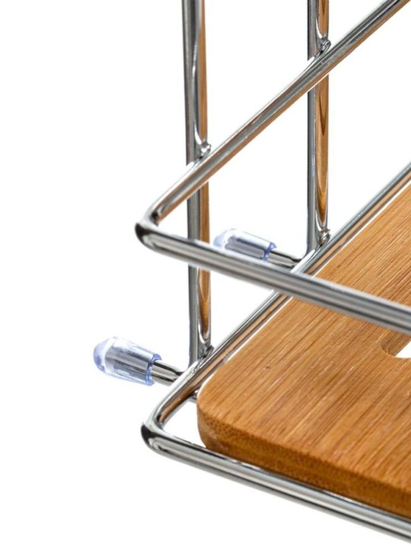 Étagère 2 niveaux Venterra bambou avec ventouse Beige - Kiabi