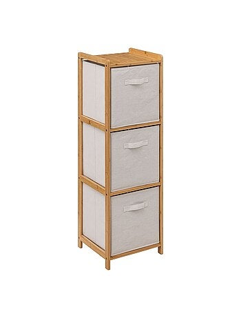 Etagère 3 paniers de rangement TIDY BOX - Beige