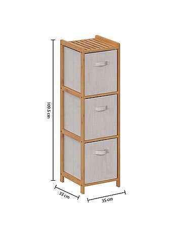 Etagère 3 paniers de rangement TIDY BOX - Beige