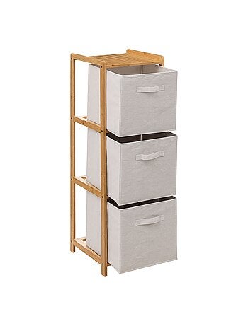 Etagère 3 paniers de rangement TIDY BOX - Beige