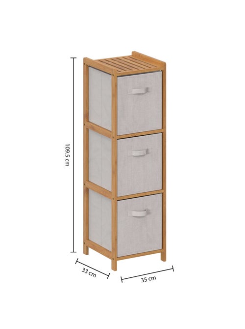 Etagère 3 paniers de rangement TIDY BOX - Beige - Kiabi