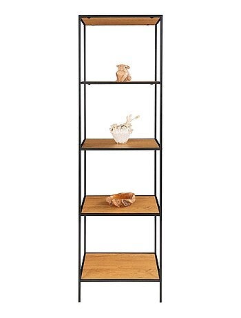 Étagère à 5 étages aspect chêne avec cadre noir 51 - House Nordic