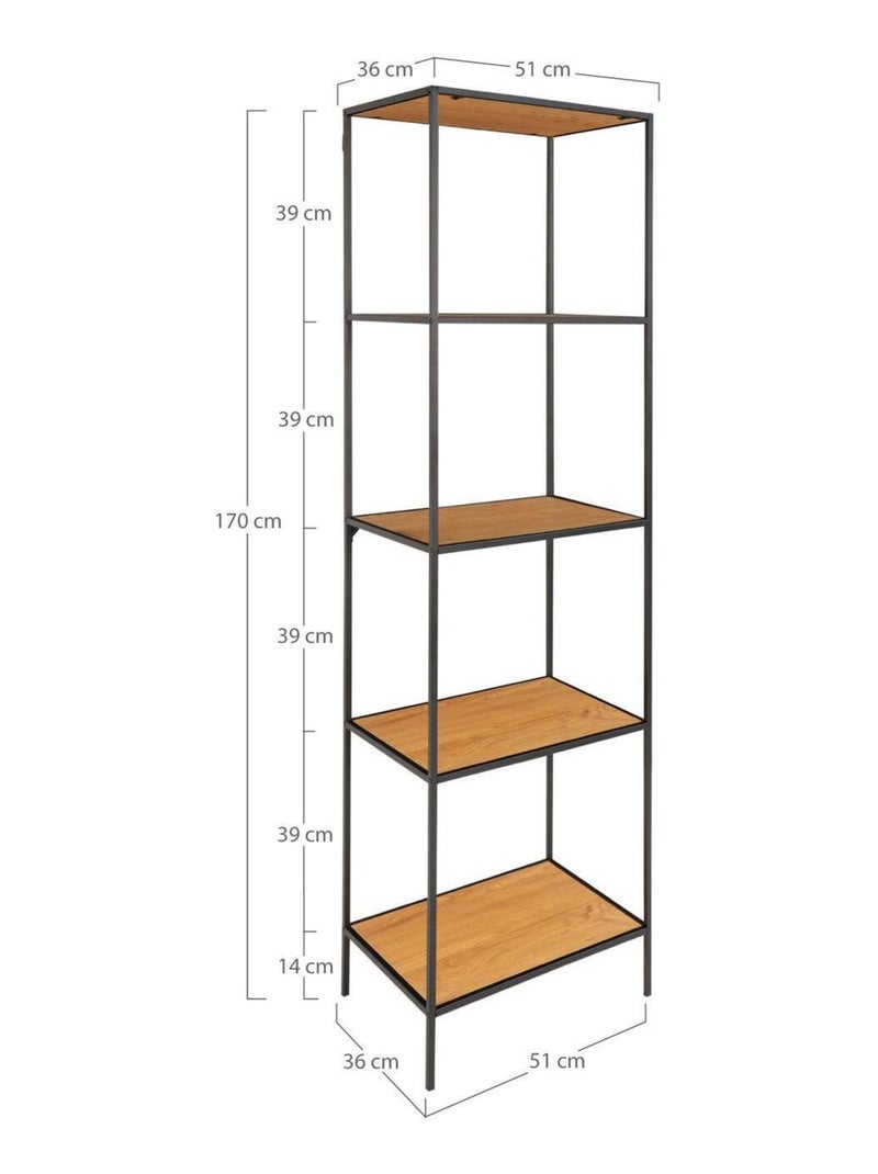 Étagère à 5 étages aspect chêne avec cadre noir 51 - House Nordic Marron - Kiabi