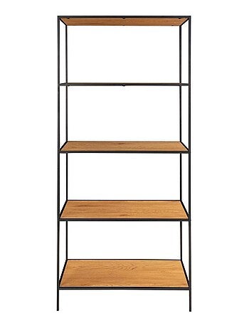 Étagère à 5 étages aspect chêne avec cadre noir 80 - House Nordic