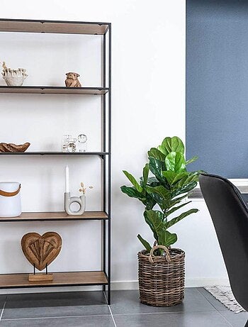 Étagère à 5 étages aspect chêne avec cadre noir 80 - House Nordic