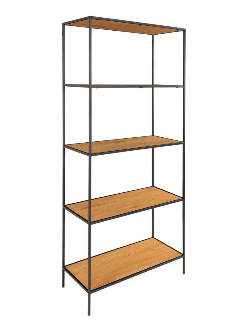 Étagère à 5 étages aspect chêne avec cadre noir 80 - House Nordic Marron - Kiabi