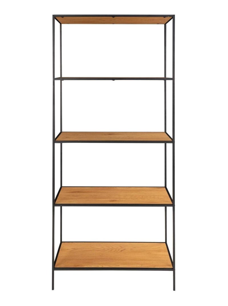 Étagère à 5 étages aspect chêne avec cadre noir 80 - House Nordic Marron - Kiabi