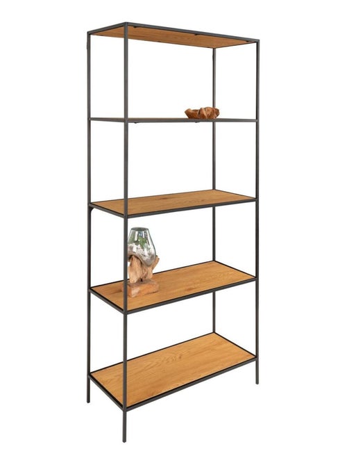 Étagère à 5 étages aspect chêne avec cadre noir 80 - House Nordic - Kiabi