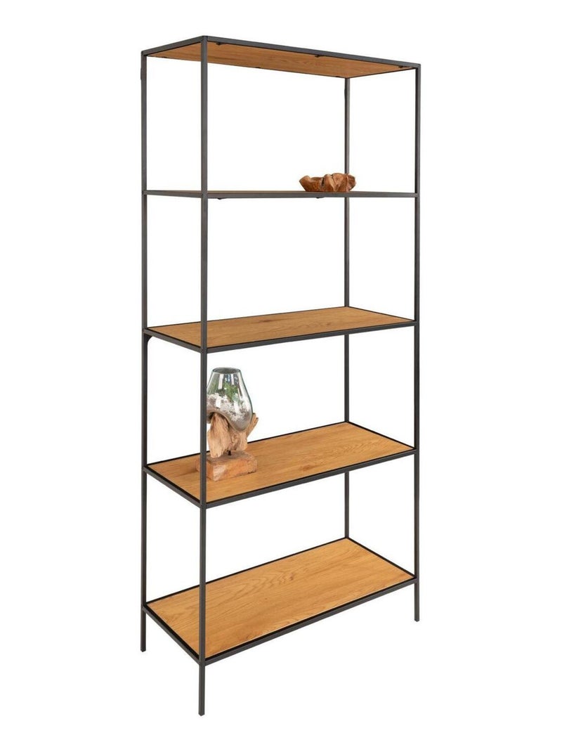 Étagère à 5 étages aspect chêne avec cadre noir 80 - House Nordic Marron - Kiabi