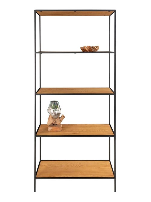 Étagère à 5 étages aspect chêne avec cadre noir 80 - House Nordic - Kiabi