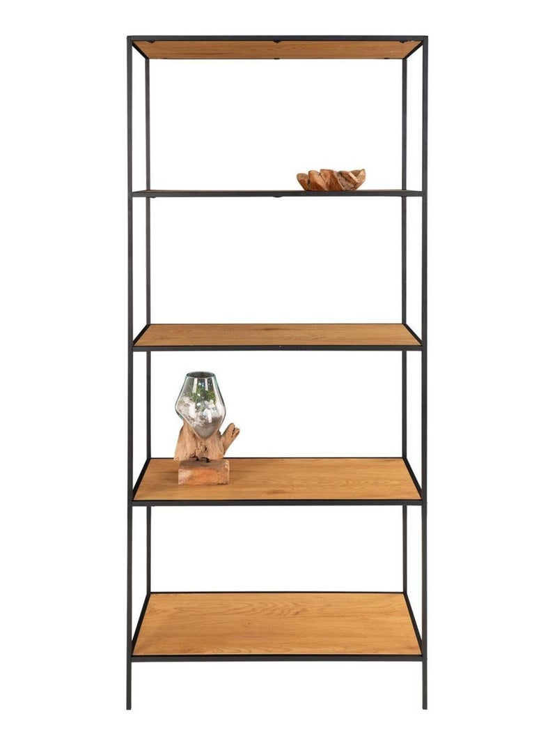 Étagère à 5 étages aspect chêne avec cadre noir 80 - House Nordic Marron - Kiabi