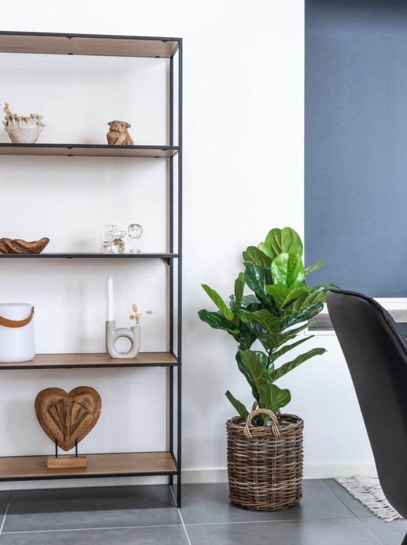 Étagère à 5 étages aspect chêne avec cadre noir 80 - House Nordic Marron - Kiabi