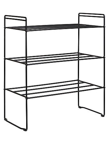 Étagère à chaussures Swansea - Étagère à chaussures, acier, 3 étagères, noir 49,5x25x60 cm