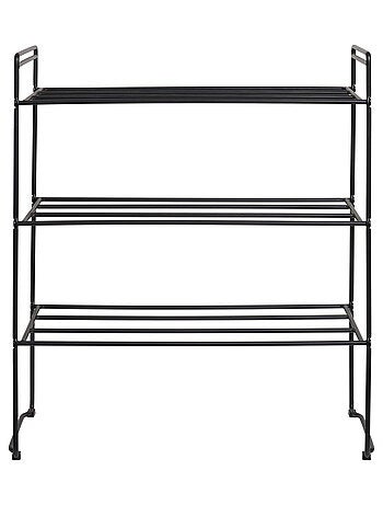 Étagère à chaussures Swansea - Étagère à chaussures, acier, 3 étagères, noir 49,5x25x60 cm