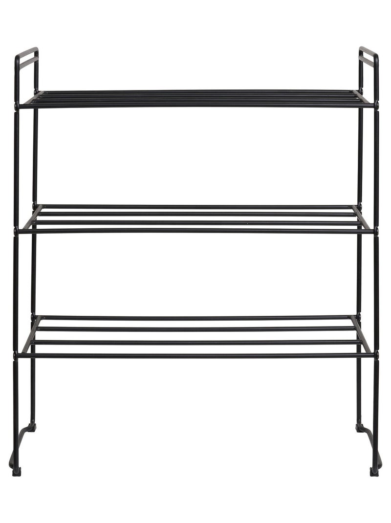Étagère à chaussures Swansea - Étagère à chaussures, acier, 3 étagères, noir 49,5x25x60 cm Noir - Kiabi
