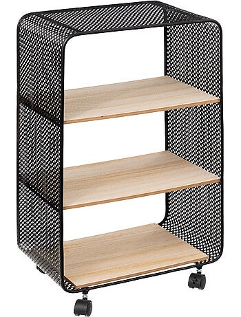 Étagère à roulettes 3 cases style industriel