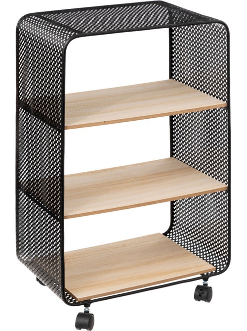 Étagère à roulettes 3 cases style industriel - Kiabi