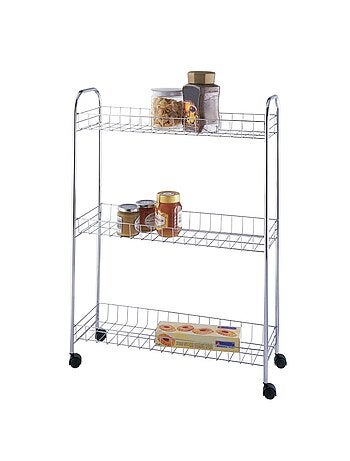 Etagère à roulettes gain de place - Acier chromé