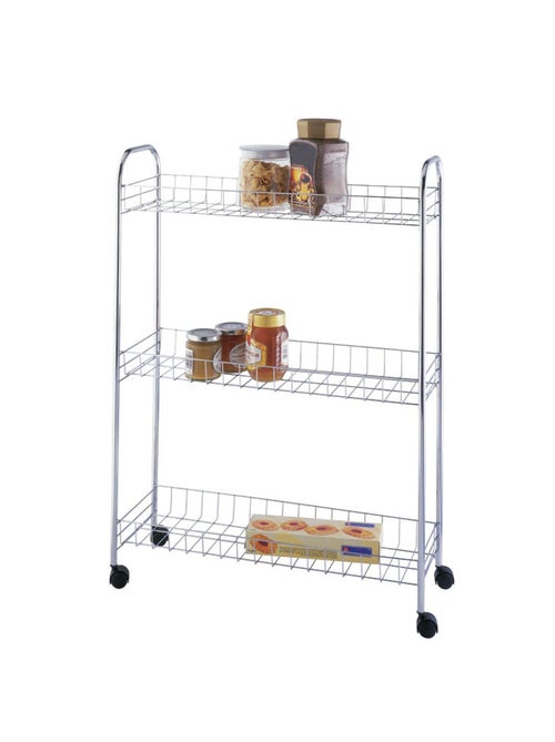 Etagère à roulettes gain de place - Acier chromé - Kiabi