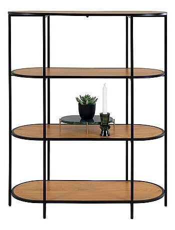 Étagère aspect chêne ovale à 4 étage avec cadre - House Nordic