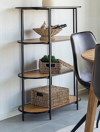 Étagère aspect chêne ovale à 4 étage avec cadre - House Nordic