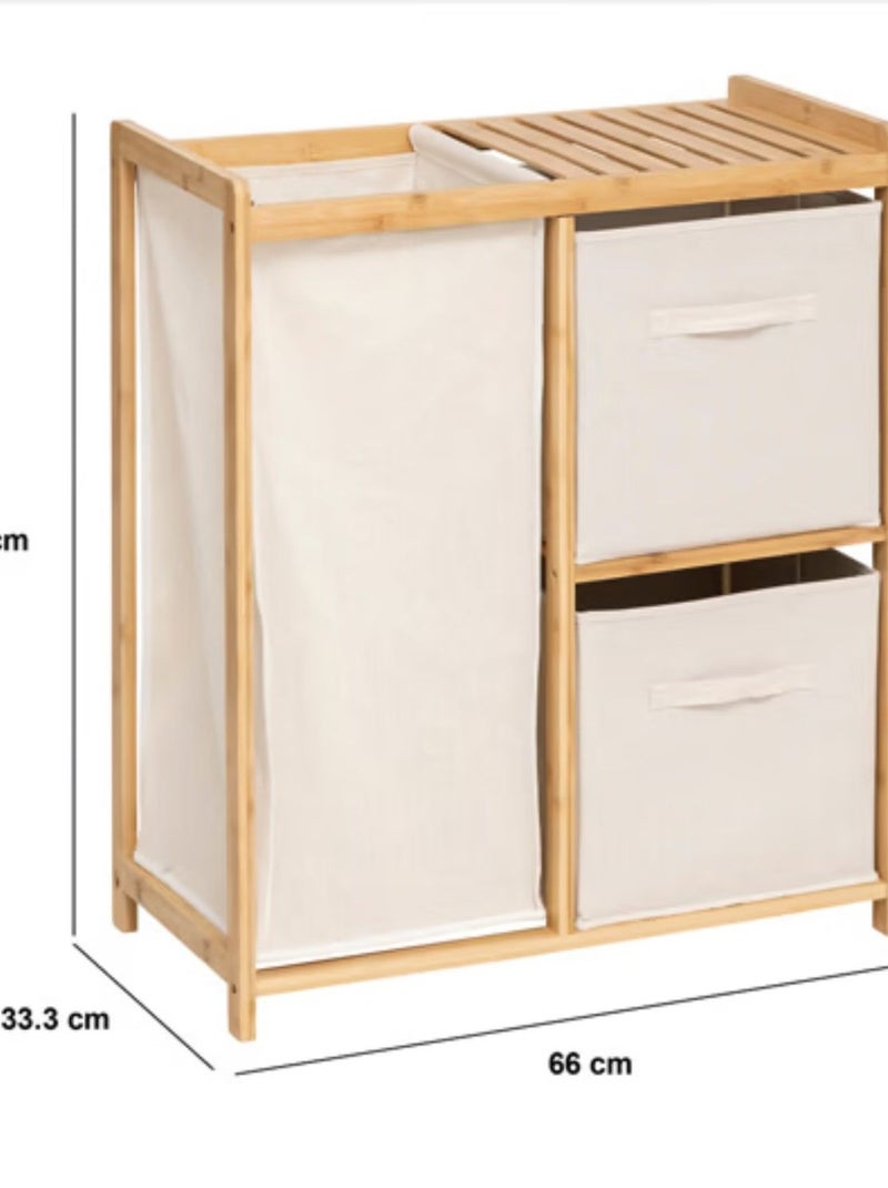 Étagère avec 1 panier à linge et 2 paniers de rangement TIDY BOX Beige - Kiabi