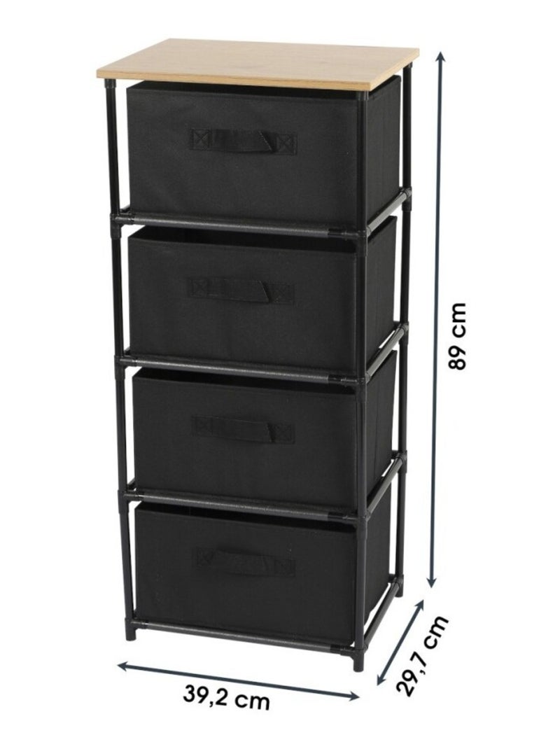 Etagère avec 4 tiroirs intissés Noir - Kiabi
