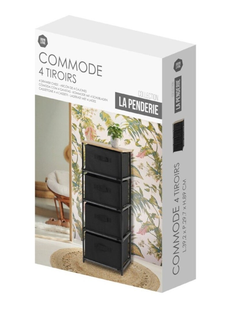 Etagère avec 4 tiroirs intissés Noir - Kiabi