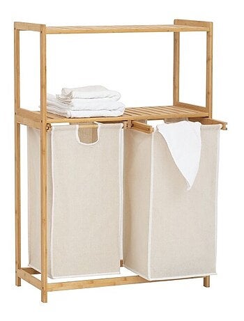 Etagère Bambou avec 2 paniers à linge