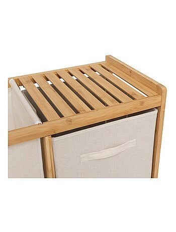 Etagère Bambou avec panier à linge et paniers de rangement