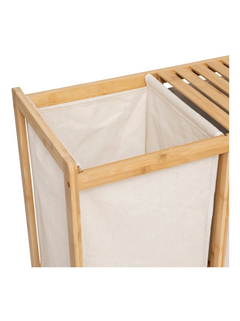 Etagère Bambou avec panier à linge et paniers de rangement Beige - Kiabi