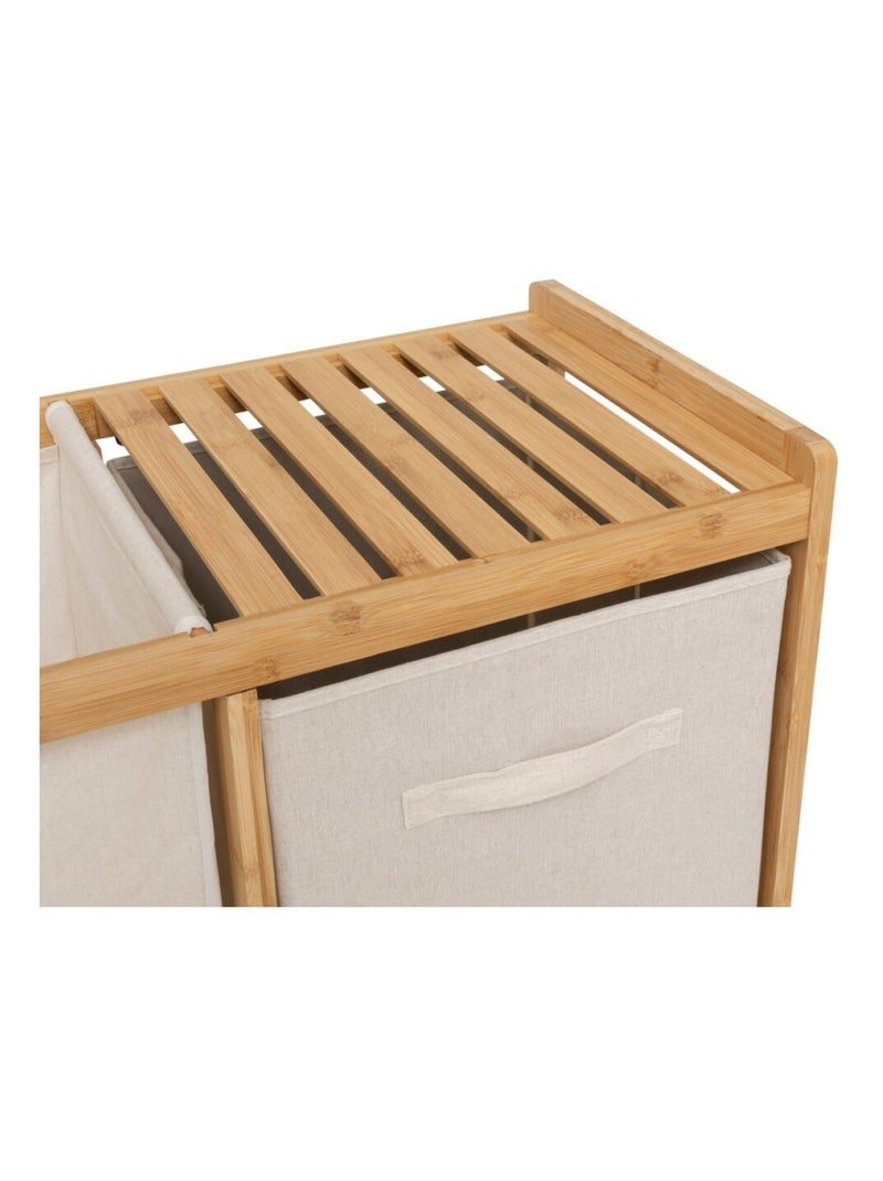 Etagère Bambou avec panier à linge et paniers de rangement Beige - Kiabi