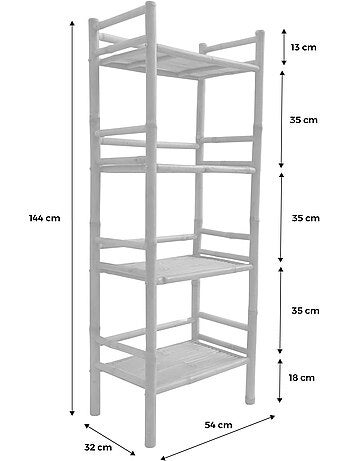 Etagère bibliothèque exotique bambou 4 niveaux fidji