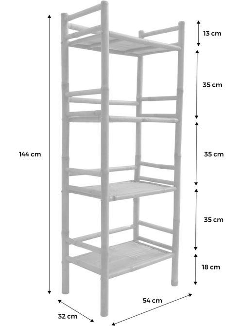 Etagère bibliothèque exotique bambou 4 niveaux fidji - Kiabi Etagère bibliothèque exotique bambou 4 niveaux fidji - Kiabi